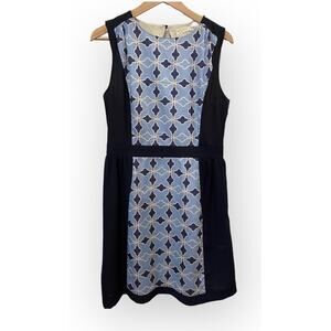 Pink Martini Womens Sz M Sleeveless Midi Sheath Dress Keyhole Moroccan Blue